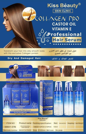 Sérum Capilar con Aceite de Ricino y Vitamina E 100ML – KISS BEAUTY Reparación y Fuerza Intensiva